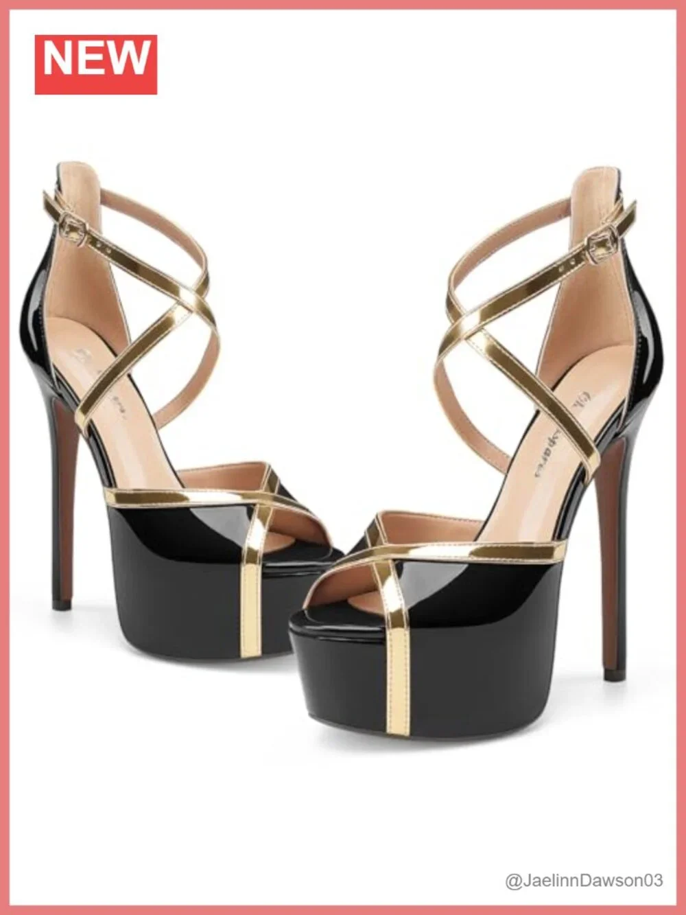 Stiletto High Heel Sandals Platform Peep Toe Strappy Crisscross 6 inch Gold